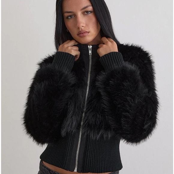 Motel Rocks Jackets & Blazers - Motel rocks Homari Shaggy Faux Fur Jacket In Black